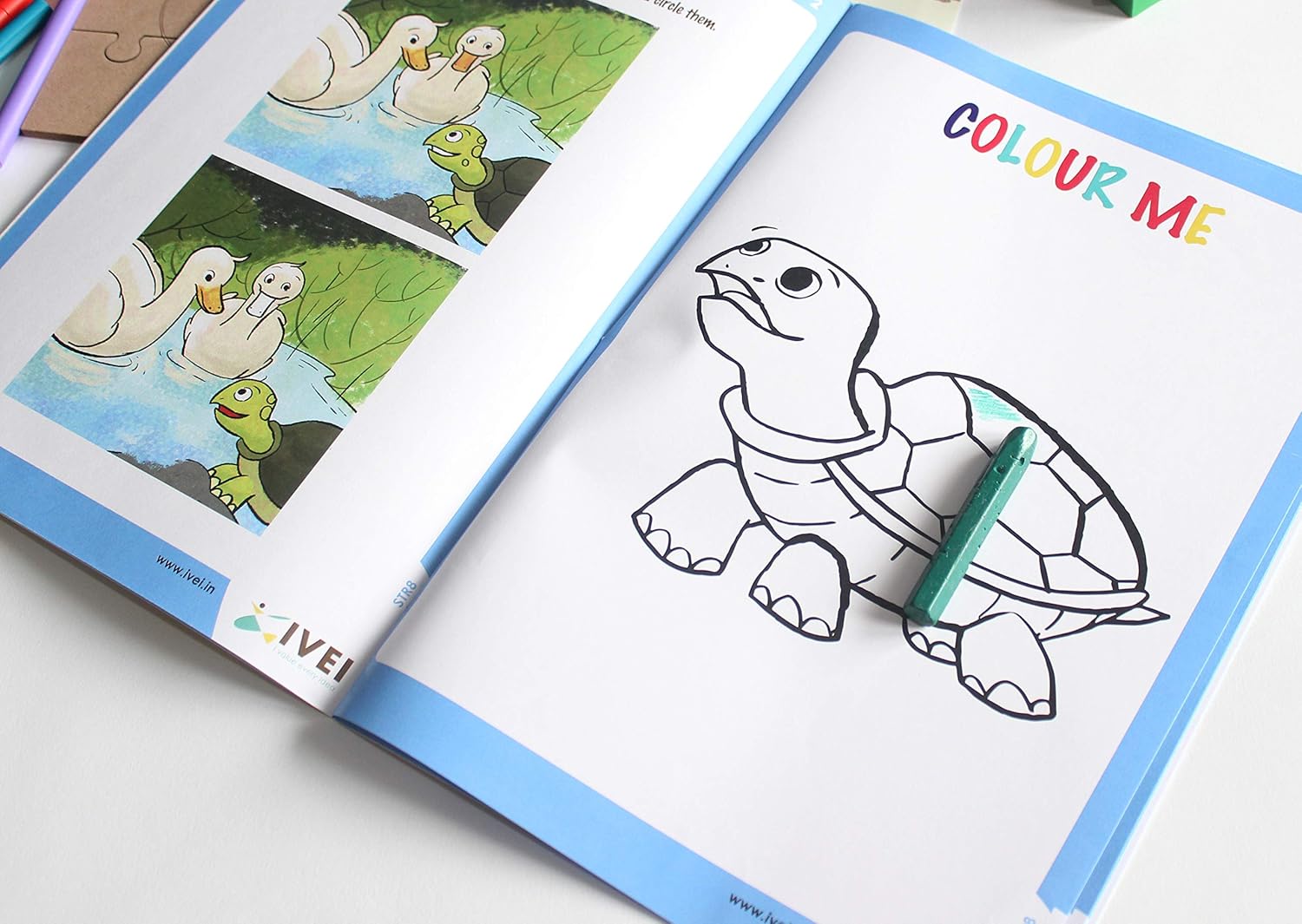 IVEI Panchatantra Kids Learning Book - Workbook and DIY puzzle of Panchatantra Story - Colouring Activity Worksheets - Creative Fun Activity and Education For Kids - The Tortoise and the Geese ( Age 4 to 7 Years )
