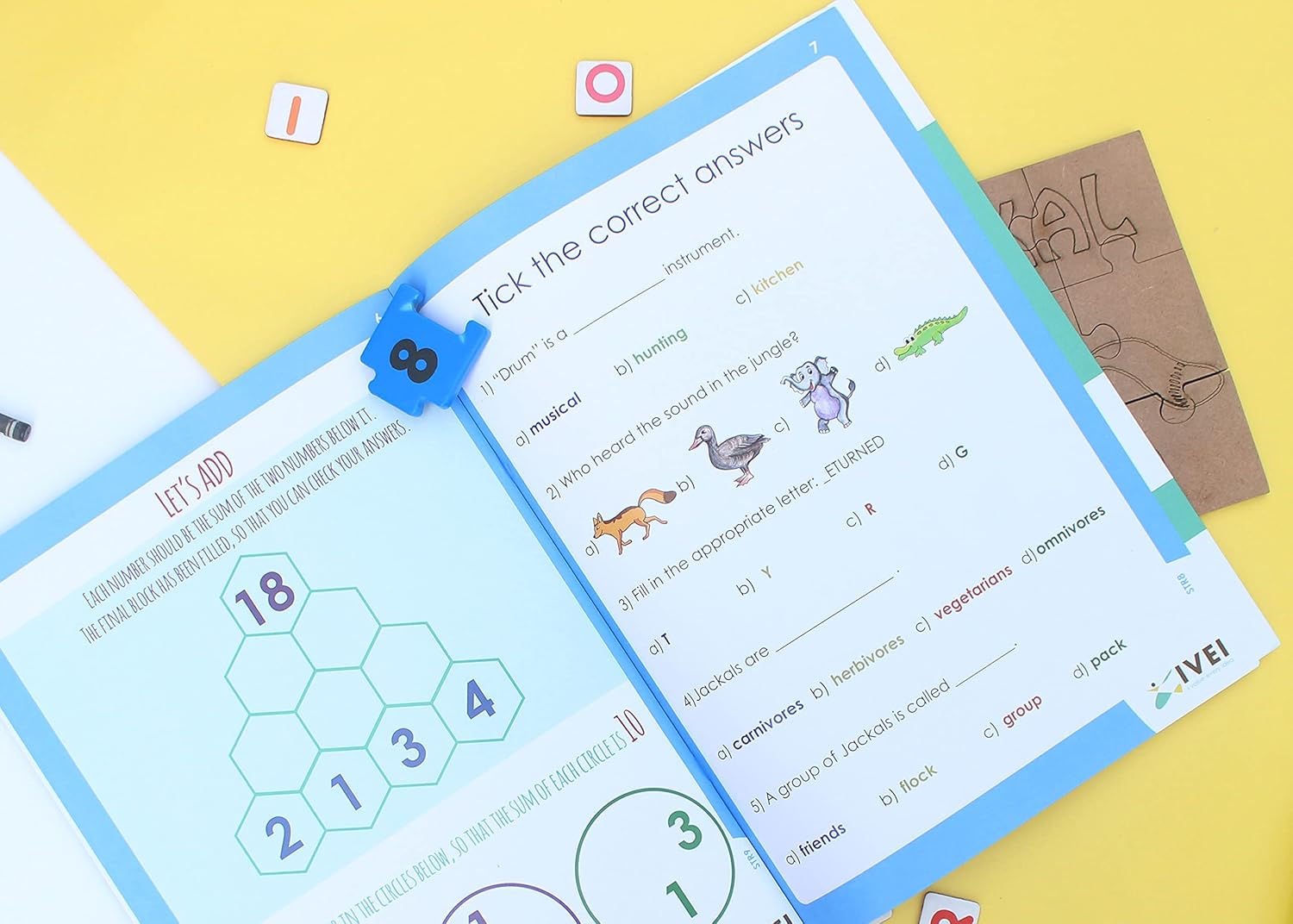 IVEI Panchatantra Kids Learning Book - Workbook and DIY puzzle of Panchatantra Story - Colouring Activity Worksheets - Creative Fun Activity and Education For Kids - The Jackal and the Drum ( Age 4 to 7 Years )