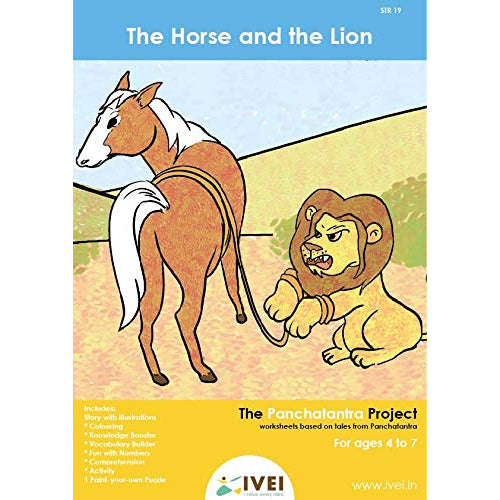 IVEI Panchatantra Kids Learning Book - Workbook and DIY Puzzle of Panchatantra Story - Colouring Activity Worksheets - Creative Fun Activity and Education For Kids - The Horse and the Lion ( Age 4 to 7 Years )
