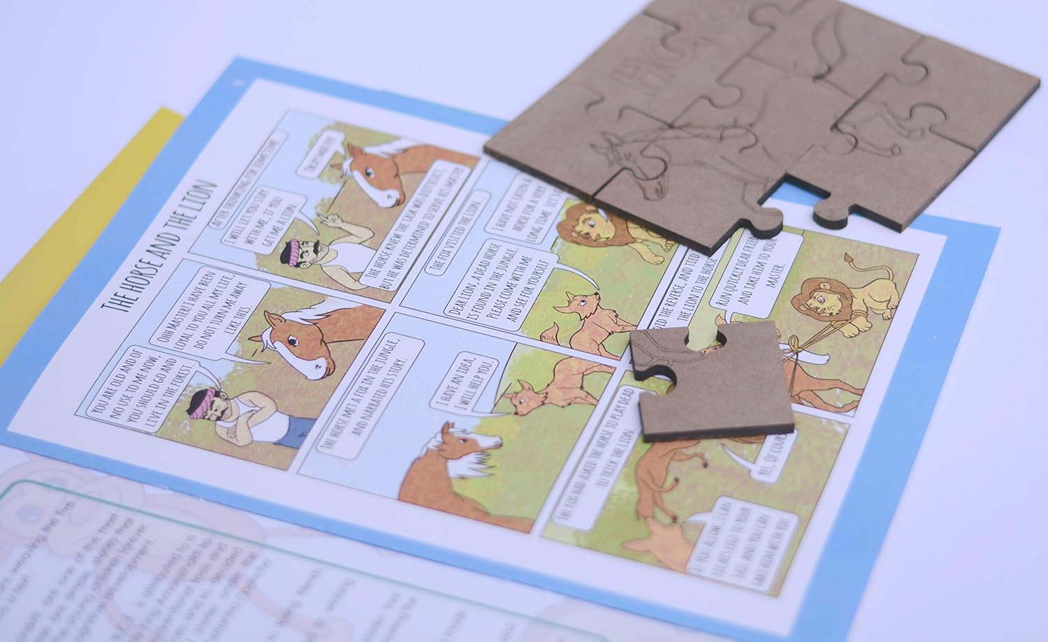 IVEI Panchatantra Kids Learning Book - Workbook and DIY Puzzle of Panchatantra Story - Colouring Activity Worksheets - Creative Fun Activity and Education For Kids - The Horse and the Lion ( Age 4 to 7 Years )