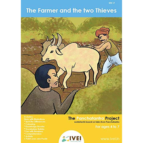 IVEI Panchatantra Kids Learning Book - Workbook and DIY Puzzle of Panchatantra Story - Colouring Activity Worksheets - Creative Fun Activity and Education For Kids - The Farmer and the Two Thieves ( Age 4 to 7 Years )