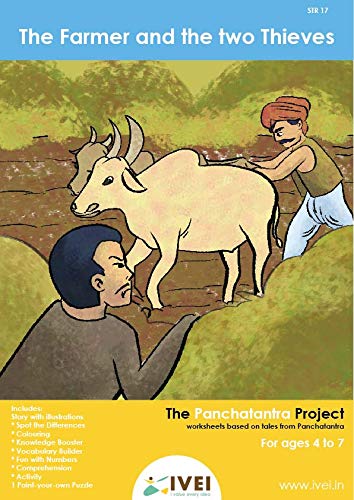 IVEI Panchatantra Kids Learning Book - Workbook and DIY Puzzle of Panchatantra Story - Colouring Activity Worksheets - Creative Fun Activity and Education For Kids - The Farmer and the Two Thieves ( Age 4 to 7 Years )