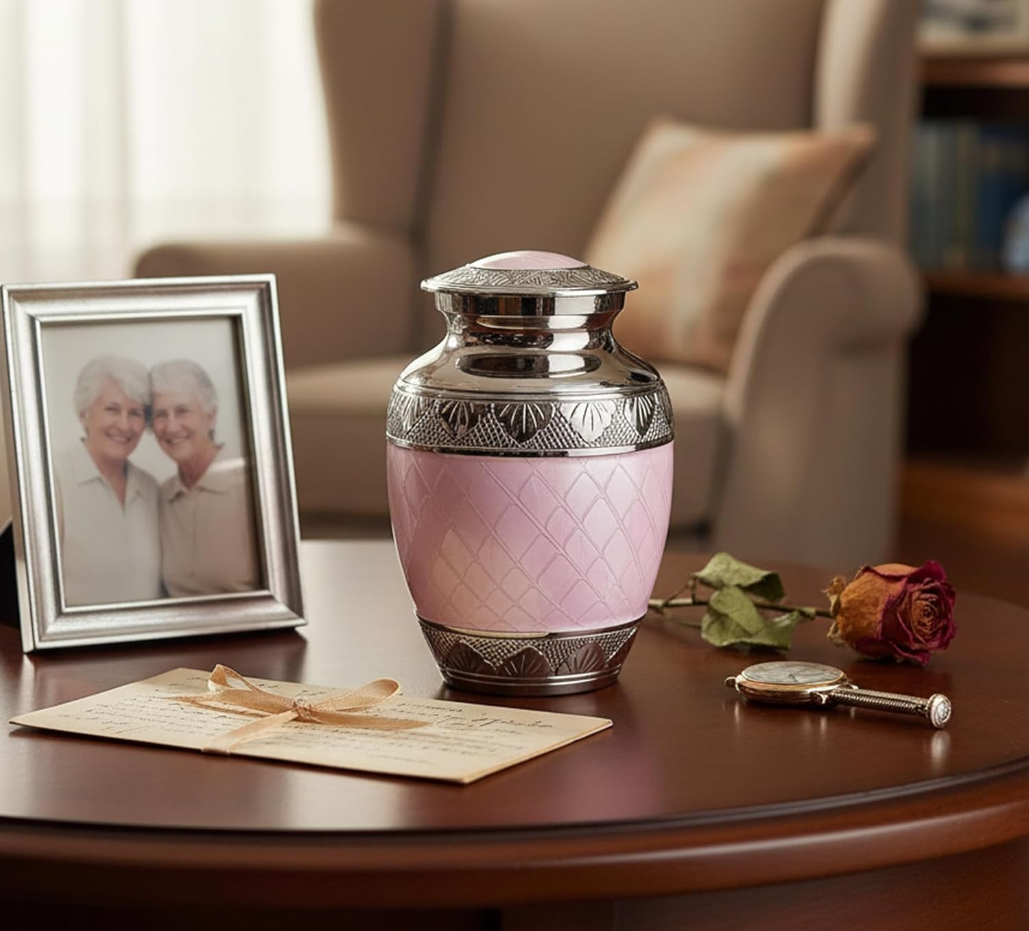 eSplanade Metal Cremation Urn Memorial Jar Pot Container | Medium Size Urn for Funeral Ashes Burial | Engraved Metal Urn