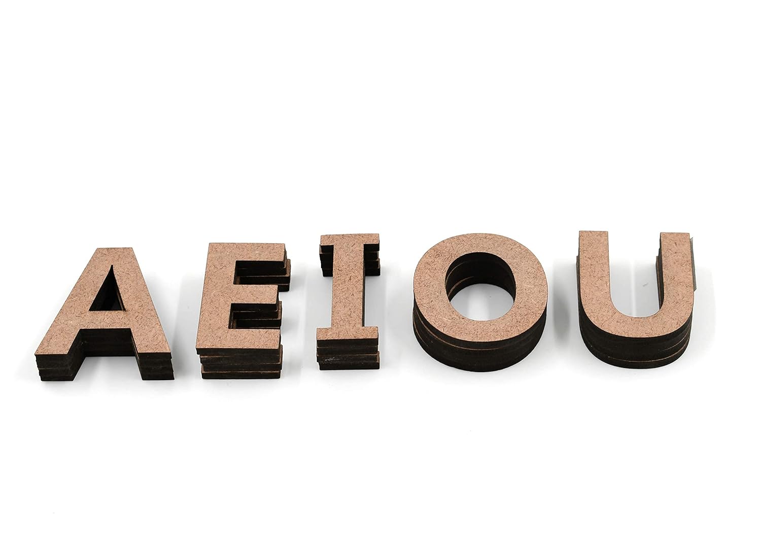 IVEI DIY Wood Sheet Craft - MDF Cutouts Letters Vowels - Plain MDF Blanks Cutouts Alphabets Set of 20 Wooden Letters for Painting Wooden Sheet Craft, Decoupage, Resin Art Work & Decoration