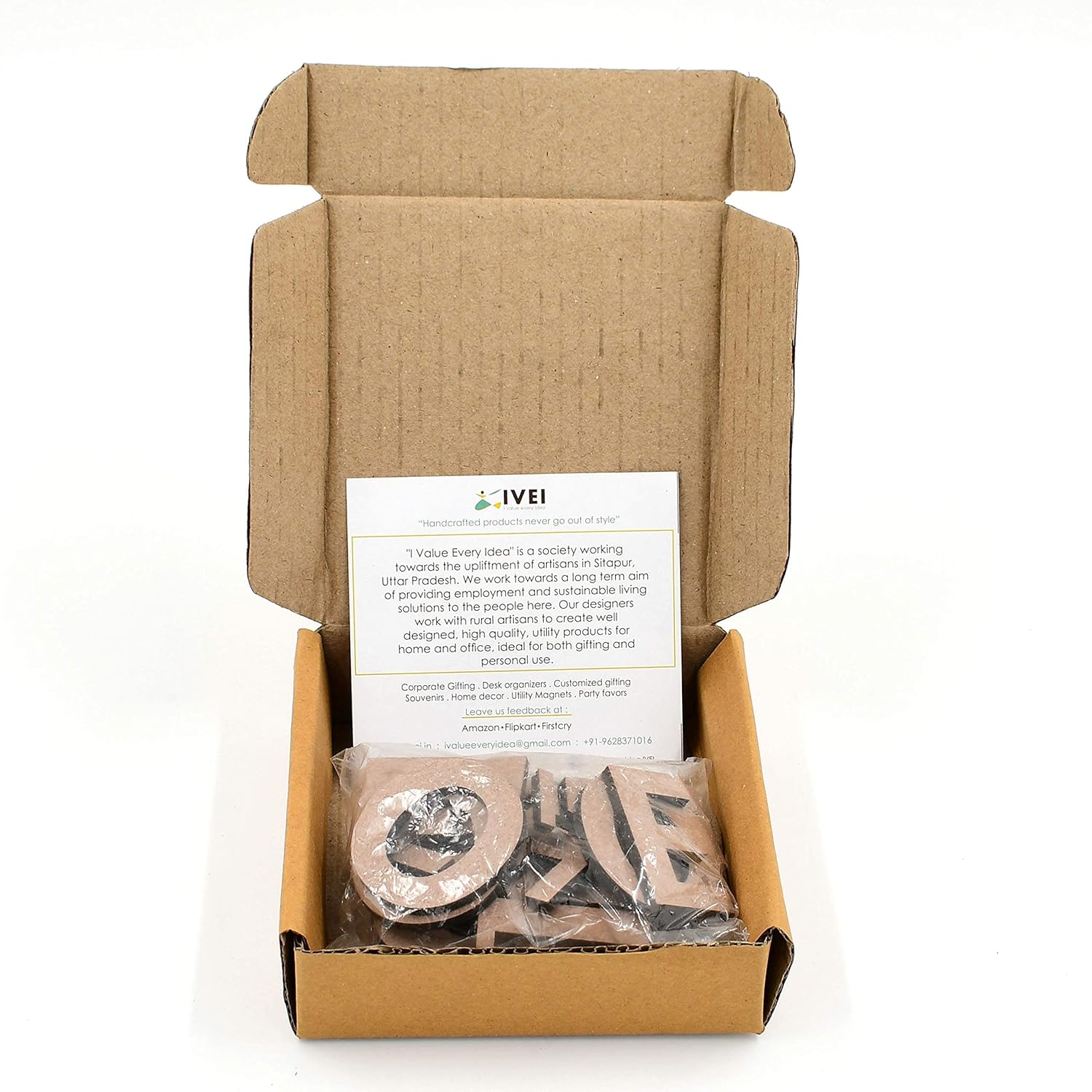 IVEI DIY Wood Sheet Craft - MDF Cutouts Letters Vowels - Plain MDF Blanks Cutouts Alphabets Set of 20 Wooden Letters for Painting Wooden Sheet Craft, Decoupage, Resin Art Work & Decoration