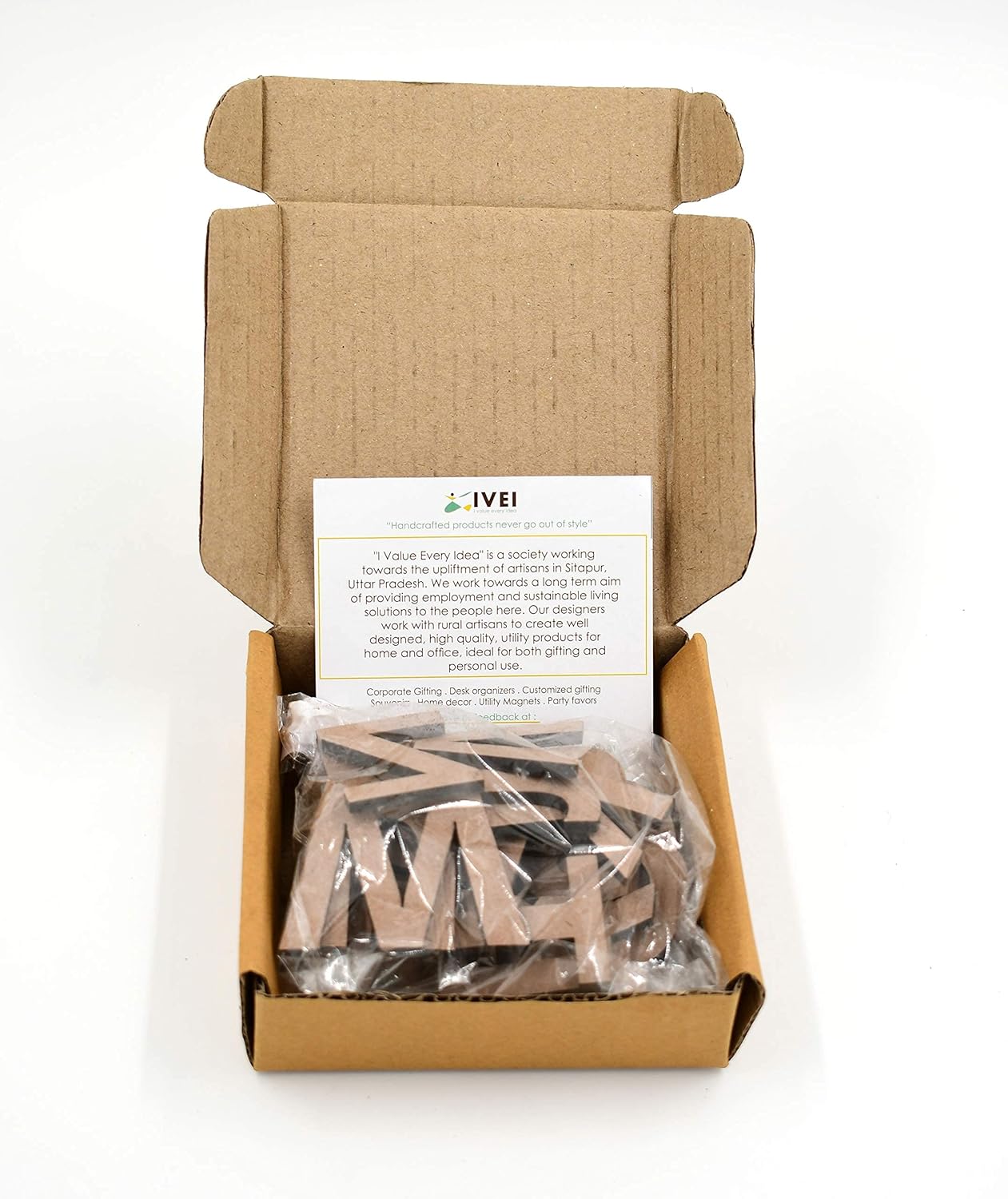 IVEI DIY Wood Sheet Craft - MDF Cutouts Letters Consonants - Plain MDF Blanks Cutouts Alphabets Set of 21 Wooden Letters for Painting Wooden Sheet Craft, Decoupage, Resin Art Work & Decoration