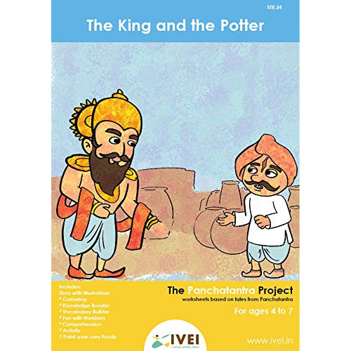 IVEI Panchatantra Story Kids Learning Book - Workbook and DIY Puzzle - Colouring Activity Worksheets - Creative Fun Activity and Education for Kids - The King and The Potter(Age 4 to 7 Years)
