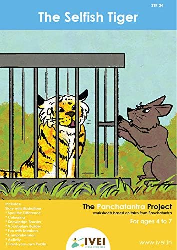 IVEI Panchatantra Story Kids Learning Book - Workbook and DIY Puzzle - Colouring Activity Worksheets - Creative Fun Activity and Education for Kids - The Selfish Tiger (Age 4 to 7 Years)