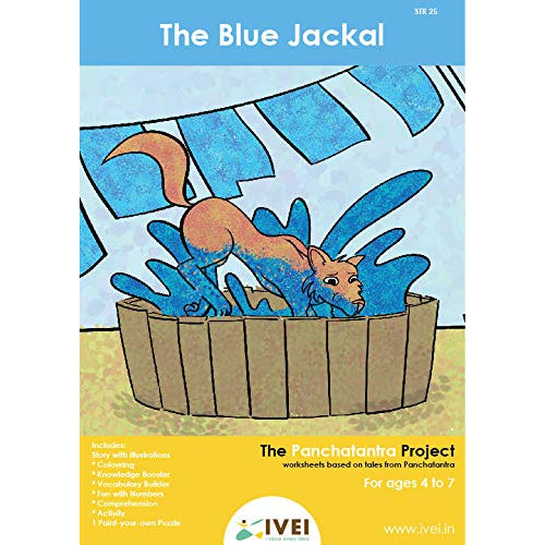 IVEI Panchatantra Kids Learning Book - Workbook and DIY puzzle of Panchatantra Story - Colouring Activity Worksheets - Creative Fun Activity and Education For Kids - The Blue Jackal - Age 4 to 7 Years