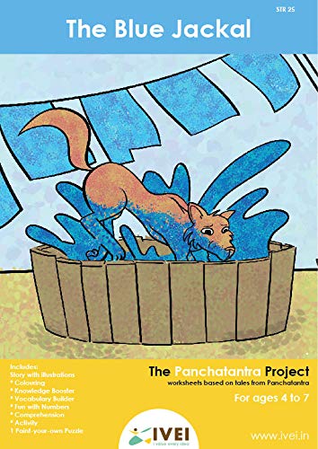 IVEI Panchatantra Kids Learning Book - Workbook and DIY puzzle of Panchatantra Story - Colouring Activity Worksheets - Creative Fun Activity and Education For Kids - The Blue Jackal - Age 4 to 7 Years