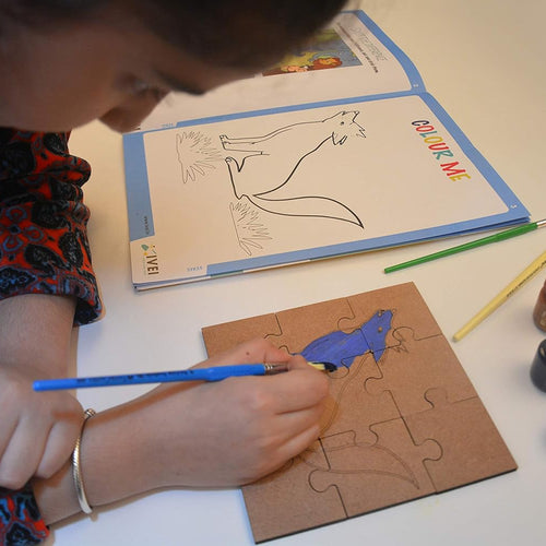 IVEI Panchatantra Kids Learning Book - Workbook and DIY puzzle of Panchatantra Story - Colouring Activity Worksheets - Creative Fun Activity and Education For Kids - The Blue Jackal - Age 4 to 7 Years