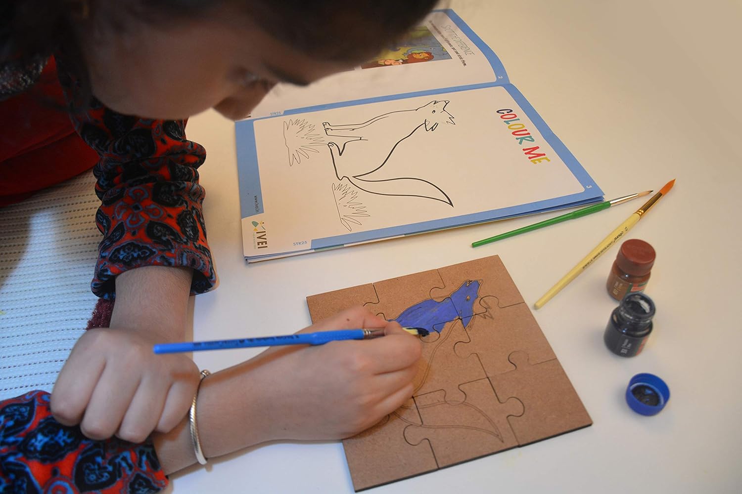 IVEI Panchatantra Kids Learning Book - Workbook and DIY puzzle of Panchatantra Story - Colouring Activity Worksheets - Creative Fun Activity and Education For Kids - The Blue Jackal - Age 4 to 7 Years