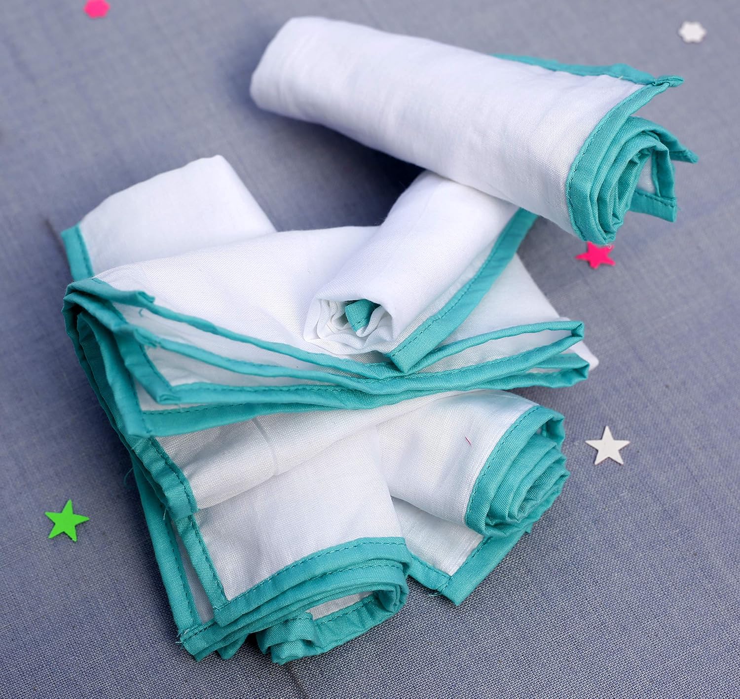 IVEI Jacha & Bacha Pure Soft Cotton Napkins for Babies/Kids – Dhoti Napkin – Toddler Handkerchiefs - Washable and Reusable Face Napkins for New Born – Blue -Colour – (Set of 6)
