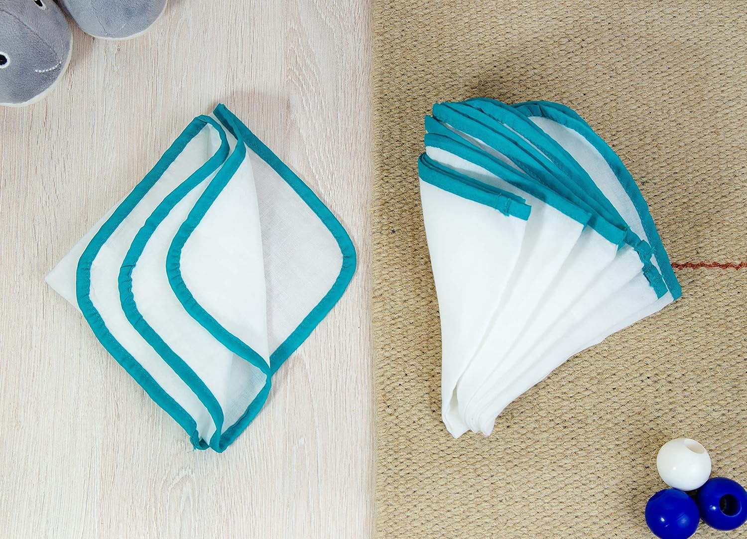 IVEI Jacha & Bacha Pure Soft Cotton Napkins for Babies/Kids – Dhoti Napkin – Toddler Handkerchiefs - Washable and Reusable Face Napkins for New Born – Blue -Colour – (Set of 6)