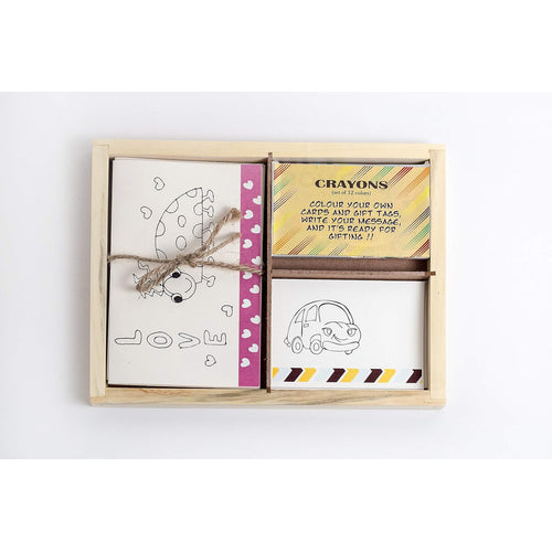 IVEI DIY Greeting Cards & Wooden Tag Box for Kids - Educational DIY Kits - Paint Your Own Cards - Best Activity Cards - Craft Kits - Perfect & Creative Birthday or Return Gift for Your Children.