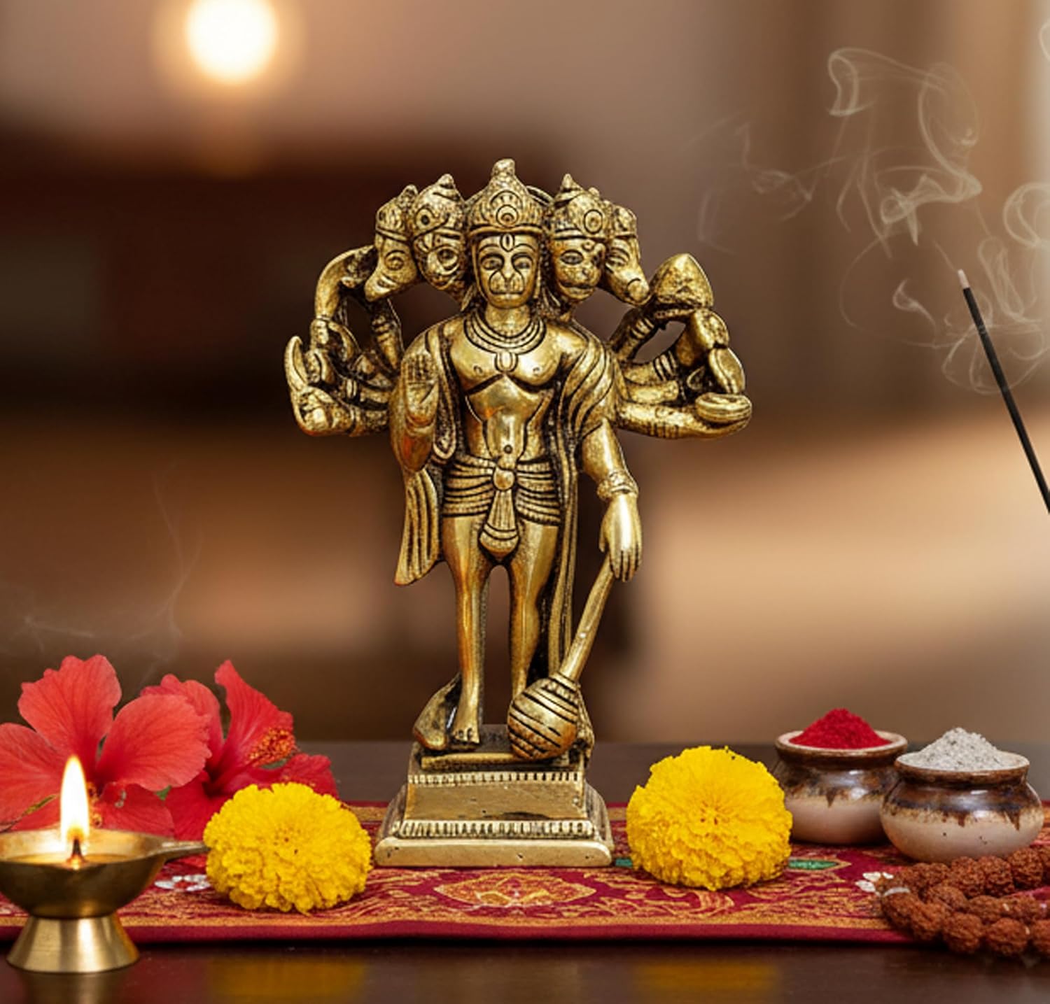 eSplanade Brass Panchmukhi Hanuman Anjaneya Pavan Putra Bajrangbali Idol Murti Moorti Statue