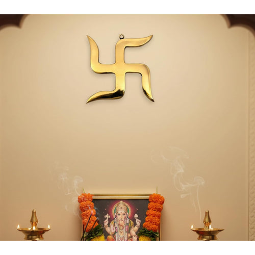 eSplanade Brass Swastik Sathiya Wall Hanging Yantra - 5.5
