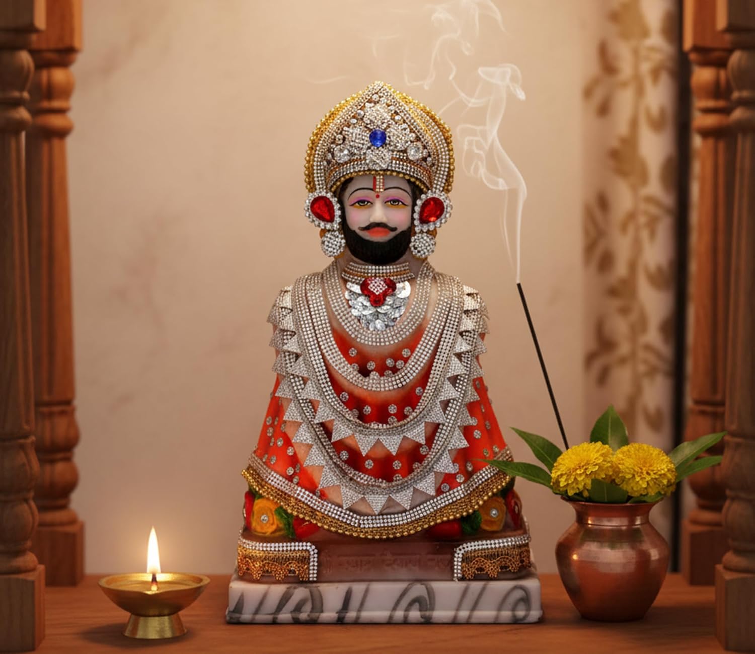 eSplanade Resin Khatu Shyam Ji Statue | Shyam Baba Idol for Home Temple | Pooja Idols | Home Decor - Multicolor - 11.5" inches