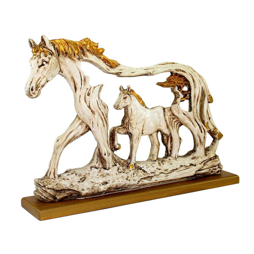 ESPLANADE Resin Horse with Baby Horse (Foal) Sculpture Figurine Showpiece | Decorative Items - Home Decor | Off-White - 10.25