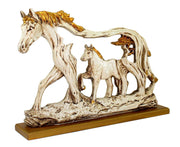 ESPLANADE Resin Horse with Baby Horse (Foal) Sculpture Figurine Showpiece | Decorative Items - Home Decor | Off-White - 10.25" Inches