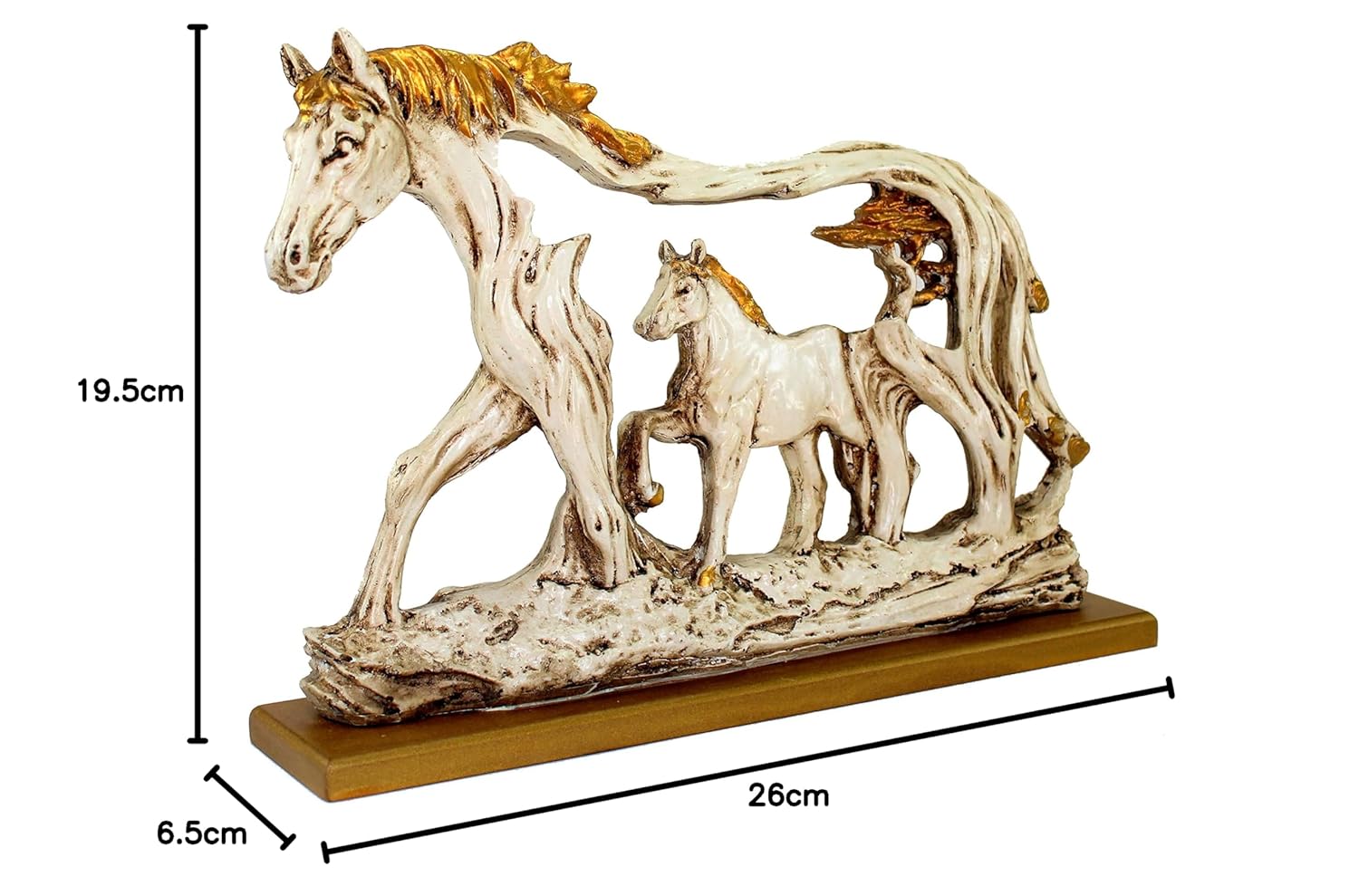 ESPLANADE Resin Horse with Baby Horse (Foal) Sculpture Figurine Showpiece | Decorative Items - Home Decor | Off-White - 10.25" Inches