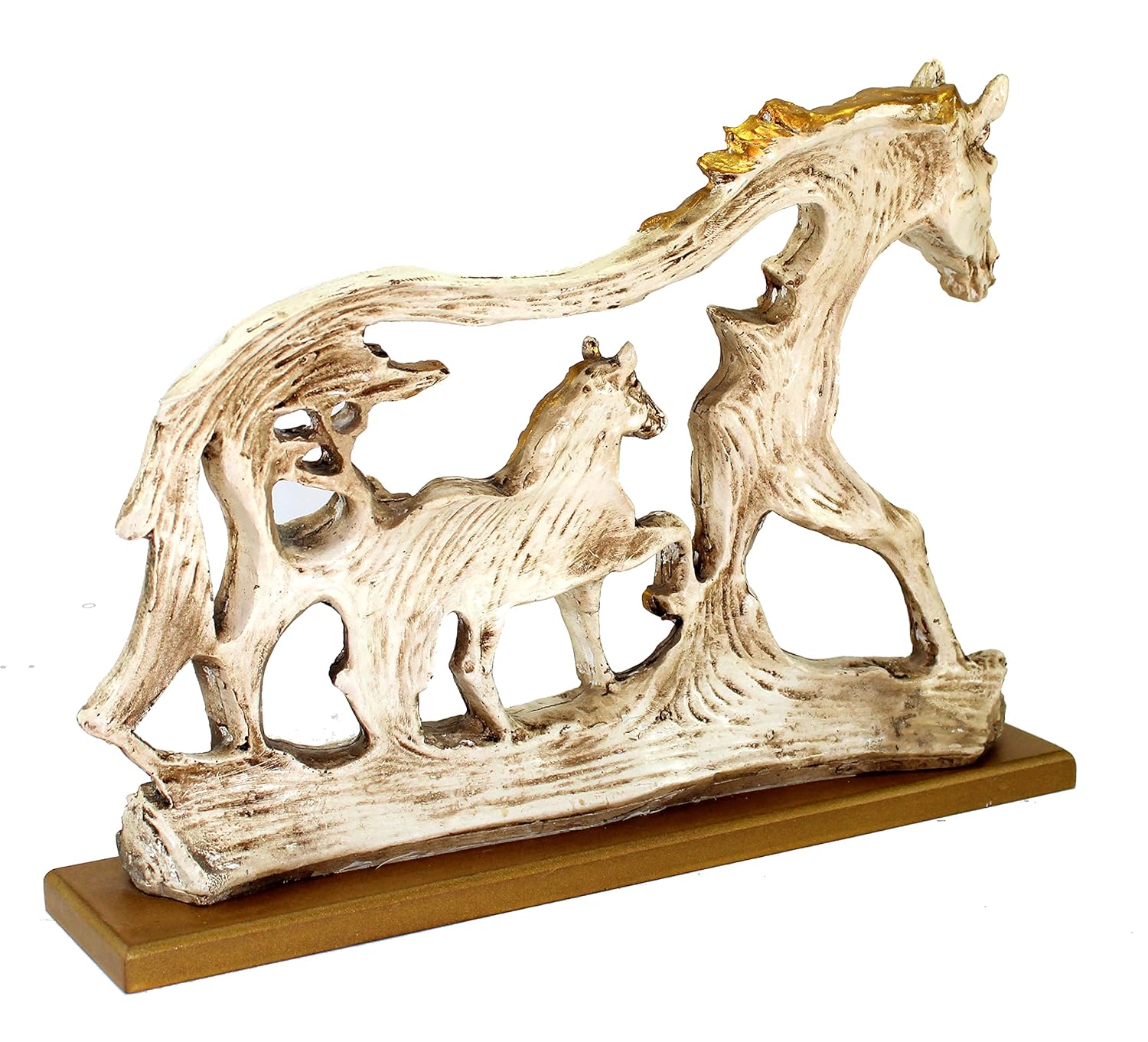 ESPLANADE Resin Horse with Baby Horse (Foal) Sculpture Figurine Showpiece | Decorative Items - Home Decor | Off-White - 10.25" Inches