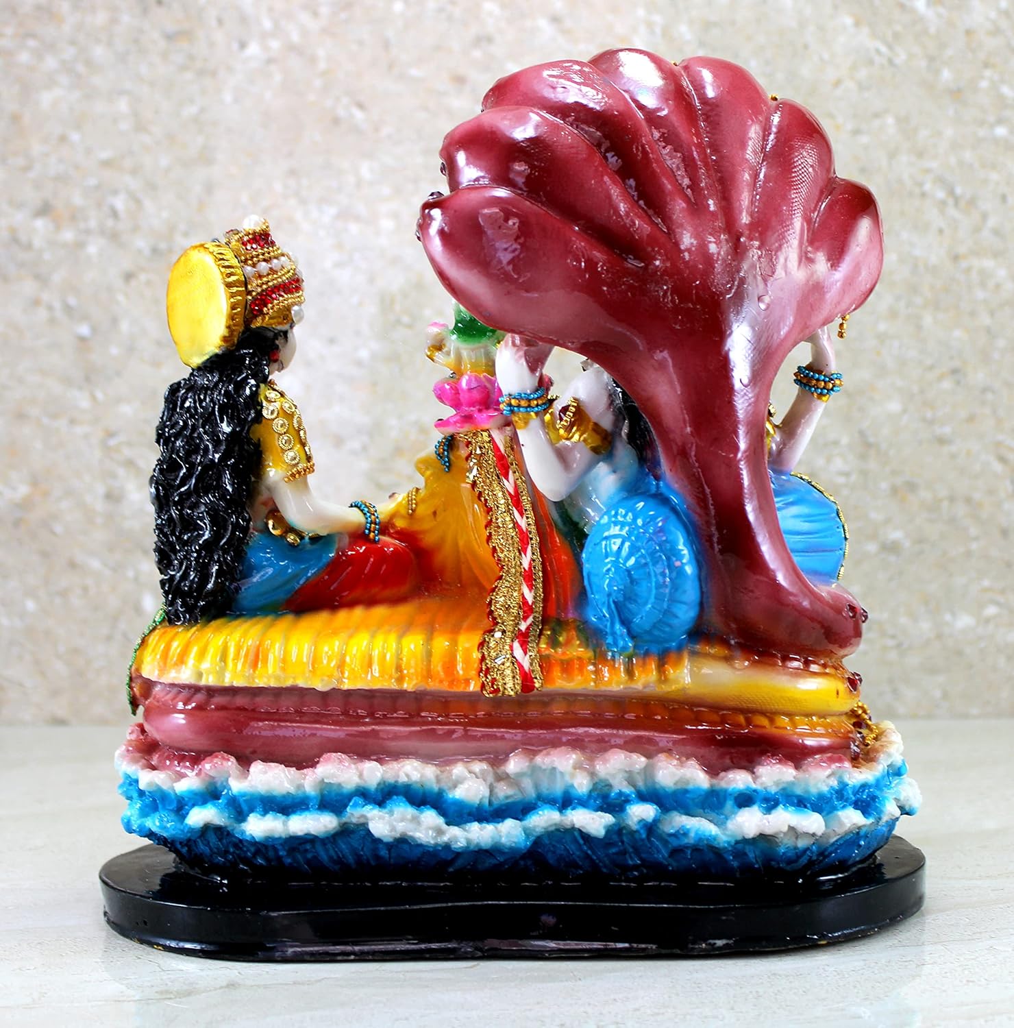 ESPLANADE - Resin Vishnu with Laxmi in Ksheer Sagar - Lakshmi Narayan Murti Idol Statue Sculpture - Pooja Articles - Multicolour - 10" Inches, Idol