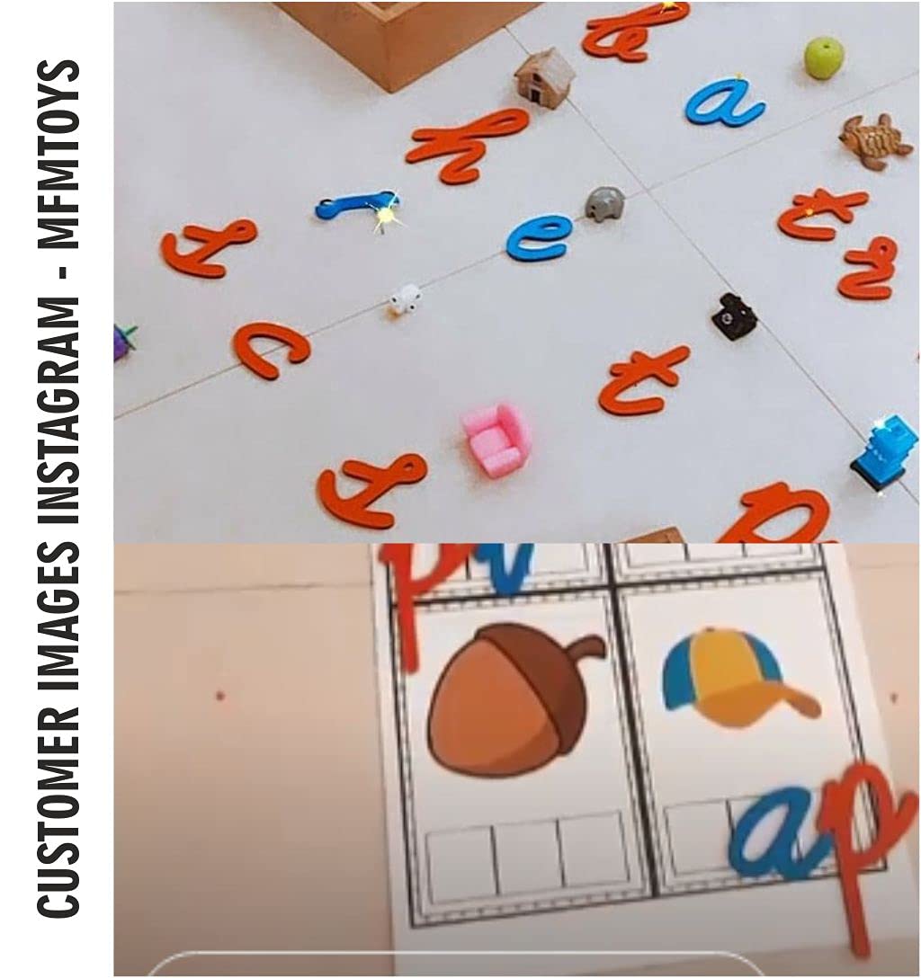 MFM Toys English Cursive Alphabets ~ 70pcs Lowercase Cutouts | Ages 4+ (Non Magnetic)