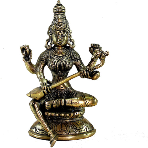 eSplanade Brass Saraswati Maa Murti Idol Statue Sculpture for Home Decor and Temple - 8
