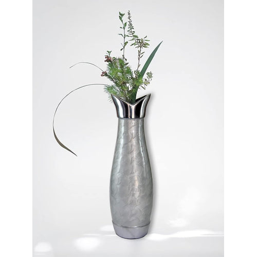 eSplanade Metal Flower Vase Flower Pot Holder - Decorative Showpiece - Home Decor - Grey - 12