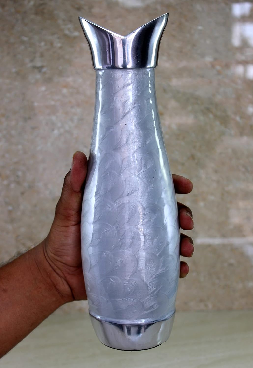 eSplanade Metal Flower Vase Flower Pot Holder - Decorative Showpiece - Home Decor - Grey - 12" Inches