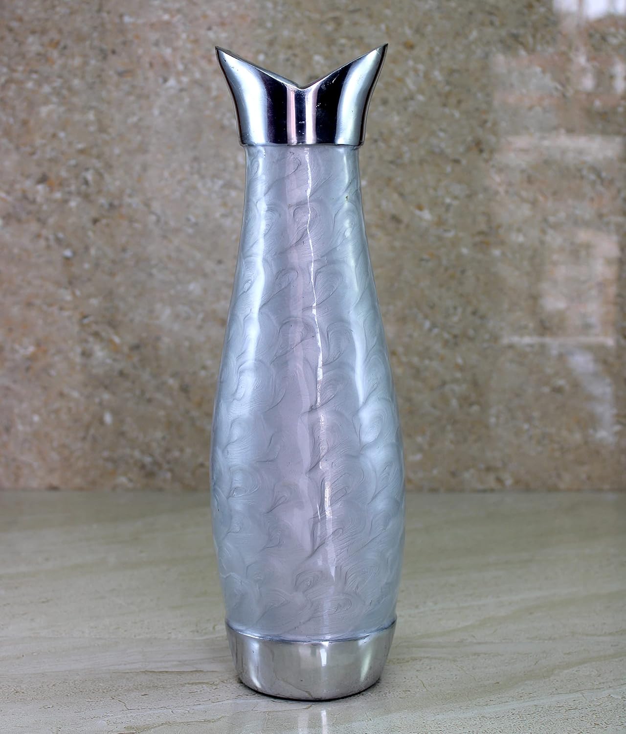 eSplanade Metal Flower Vase Flower Pot Holder - Decorative Showpiece - Home Decor - Grey - 12" Inches