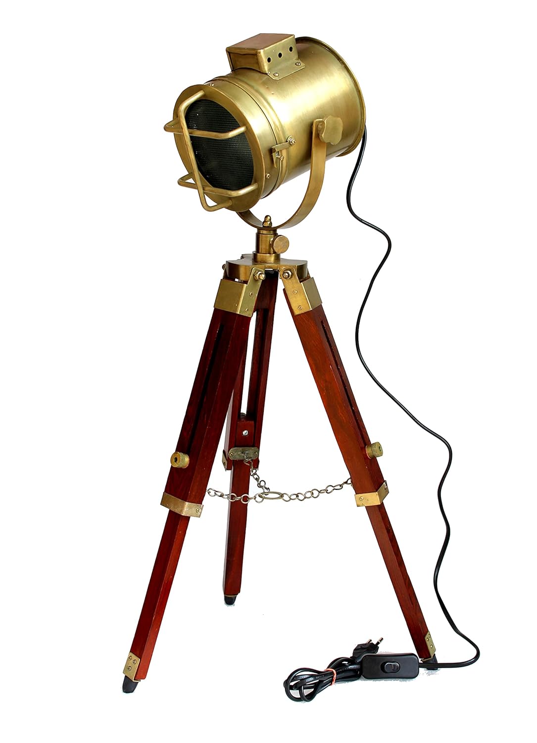 Esplanade Metal and Wood Tripod Floor Lamp – 22" Height | Adjustable Focus Light for Living Room, Bedroom & Home Décor