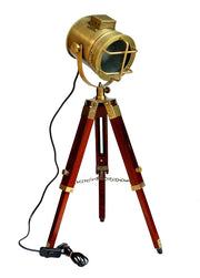 Esplanade Metal and Wood Tripod Floor Lamp – 22" Height | Adjustable Focus Light for Living Room, Bedroom & Home Décor