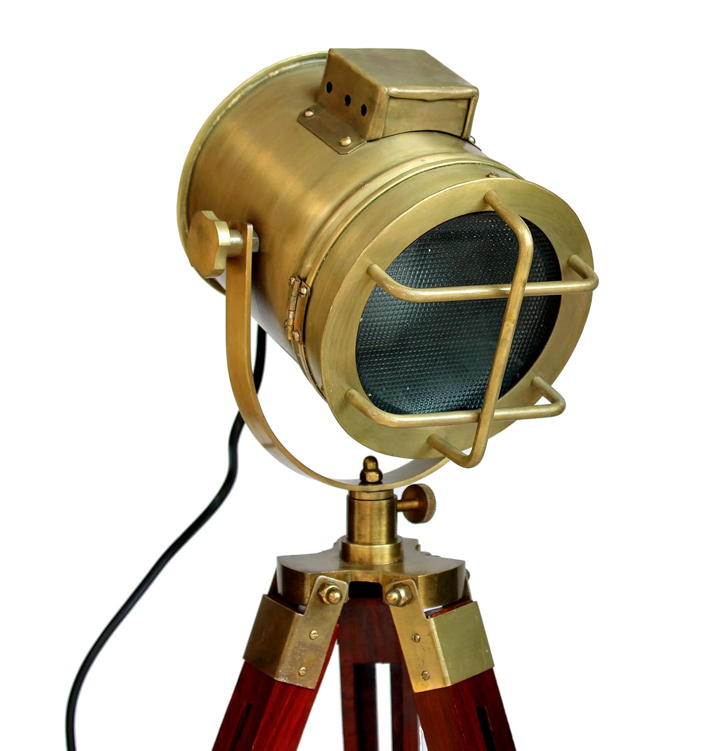 Esplanade Metal and Wood Tripod Floor Lamp – 22" Height | Adjustable Focus Light for Living Room, Bedroom & Home Décor