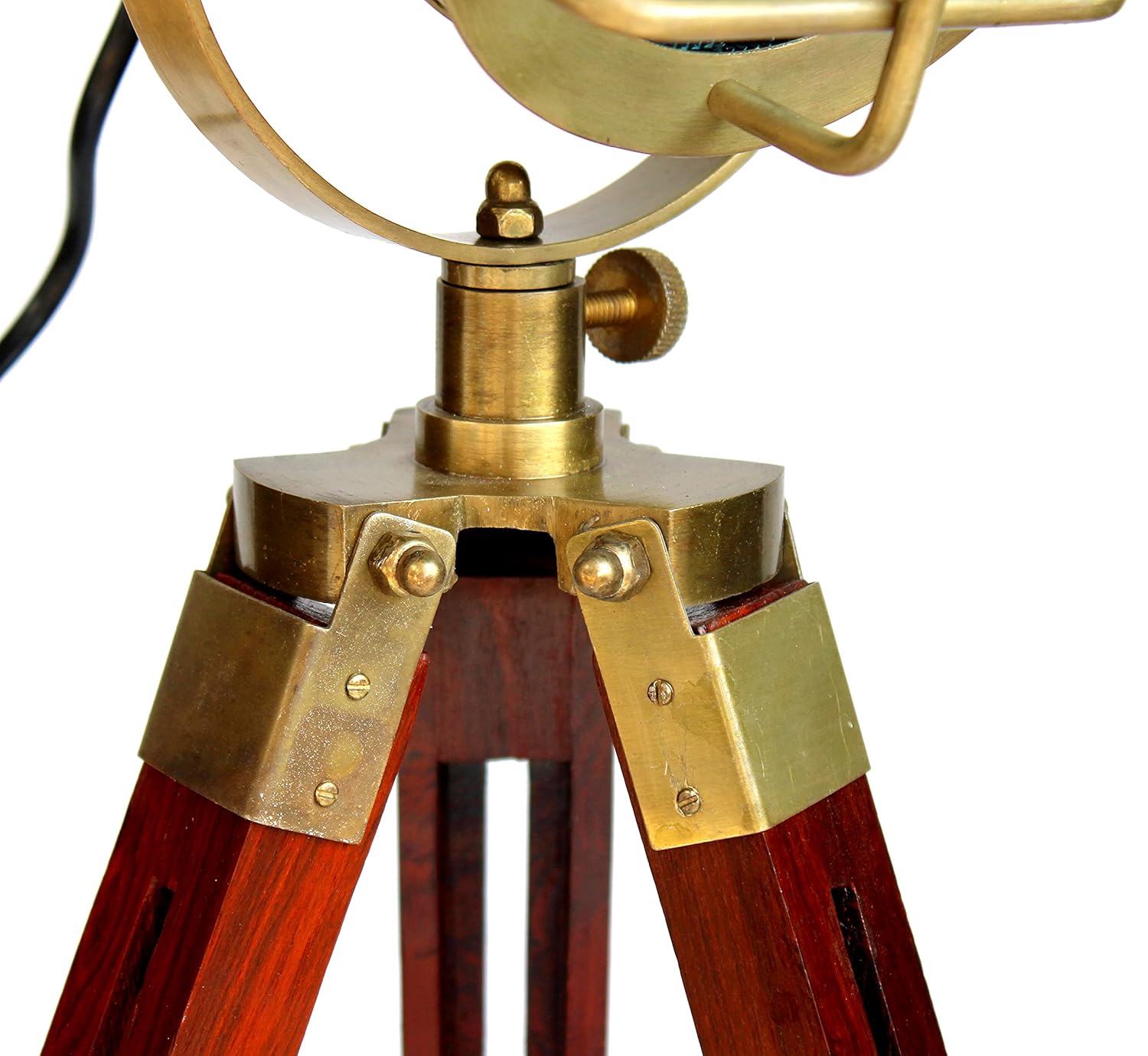 Esplanade Metal and Wood Tripod Floor Lamp – 22" Height | Adjustable Focus Light for Living Room, Bedroom & Home Décor