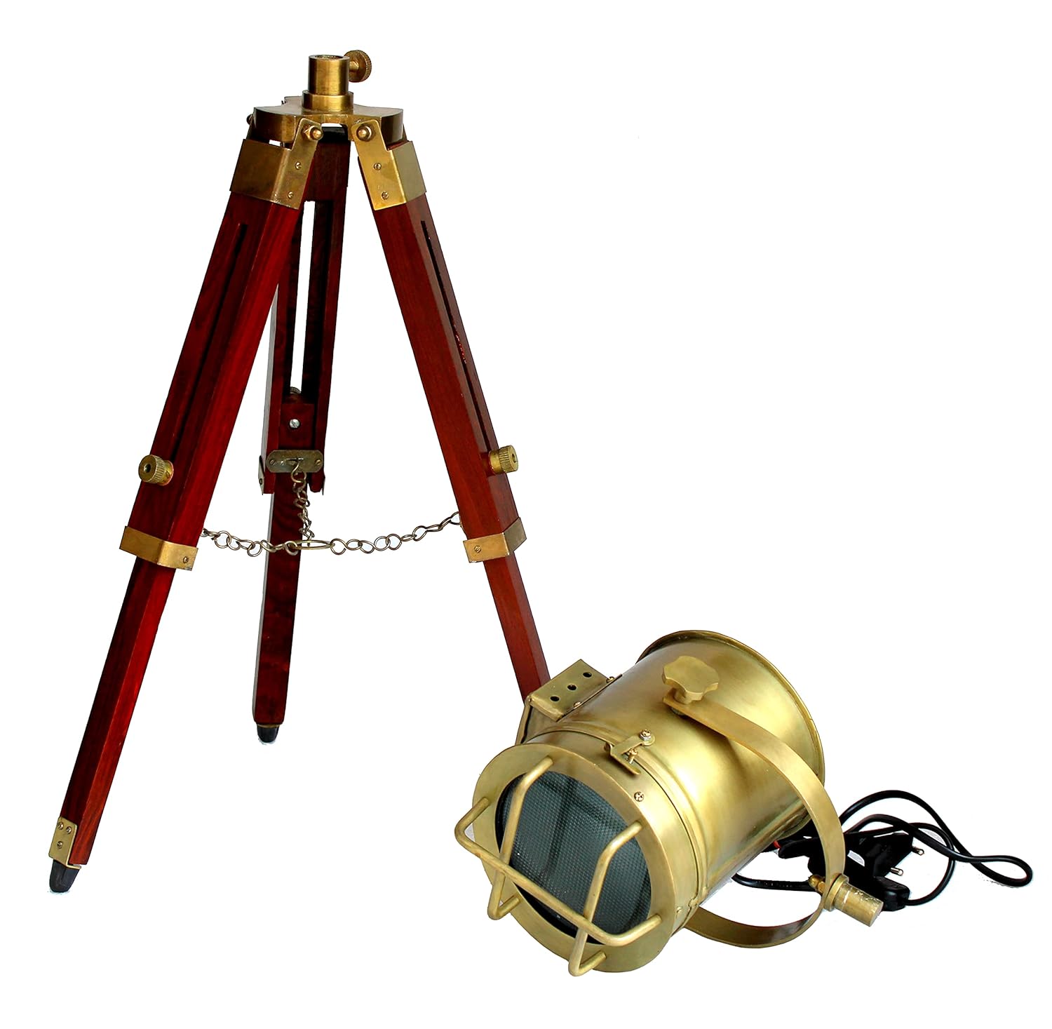 Esplanade Metal and Wood Tripod Floor Lamp – 22" Height | Adjustable Focus Light for Living Room, Bedroom & Home Décor