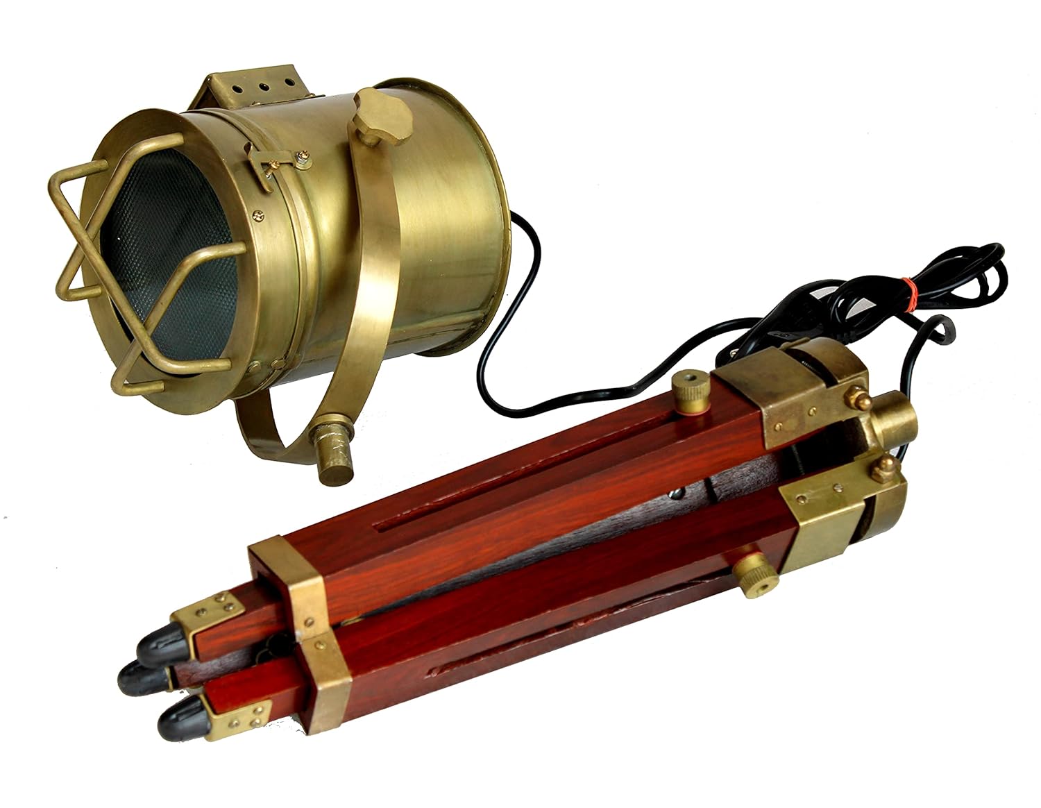 Esplanade Metal and Wood Tripod Floor Lamp – 22" Height | Adjustable Focus Light for Living Room, Bedroom & Home Décor