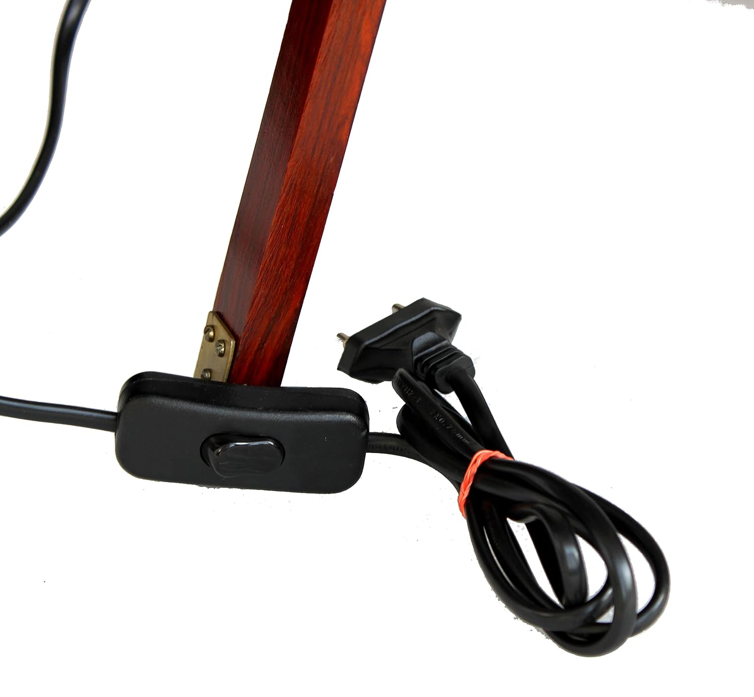 Esplanade Metal and Wood Tripod Floor Lamp – 22" Height | Adjustable Focus Light for Living Room, Bedroom & Home Décor