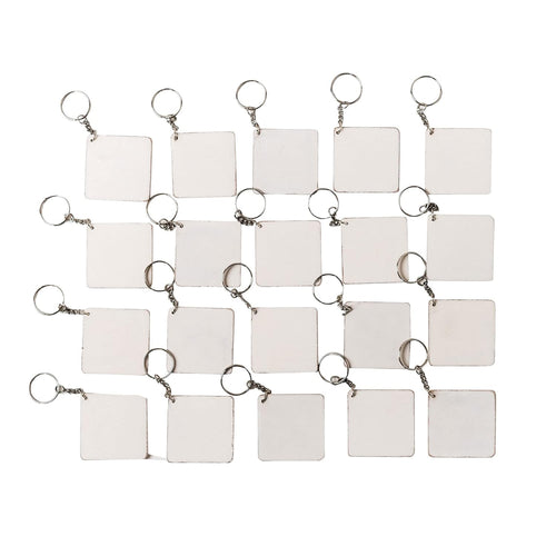 IVEI DIY MDF Key Chains with Primer - Wooden Sheet Craft - Set of 20, 2 in X 2 in for Decoupage, Resin Art Work & Decoration