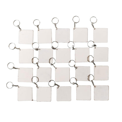 IVEI DIY MDF Key Chains with Primer - Wooden Sheet Craft - Set of 20, 2 in X 2 in for Decoupage, Resin Art Work & Decoration