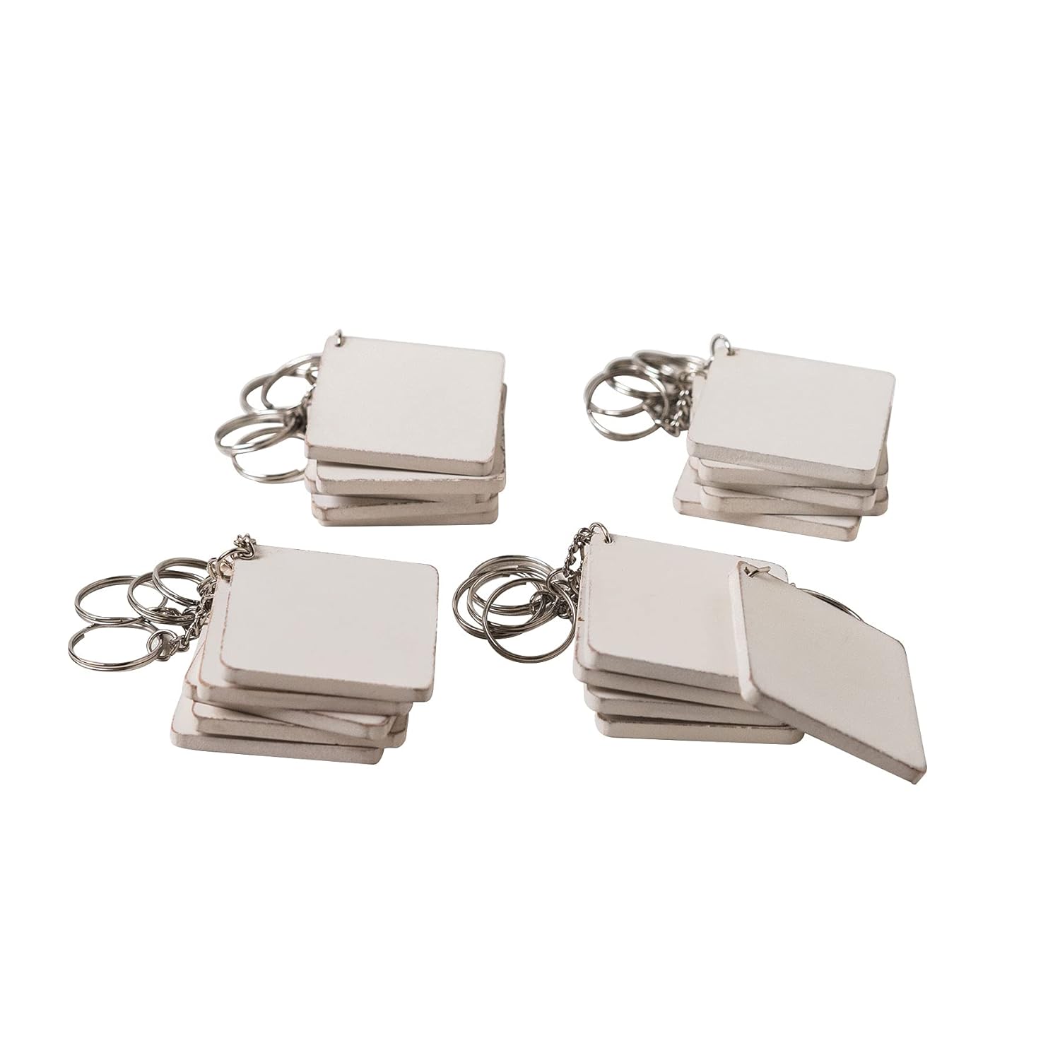 IVEI DIY MDF Key Chains with Primer - Wooden Sheet Craft - Set of 20, 2 in X 2 in for Decoupage, Resin Art Work & Decoration