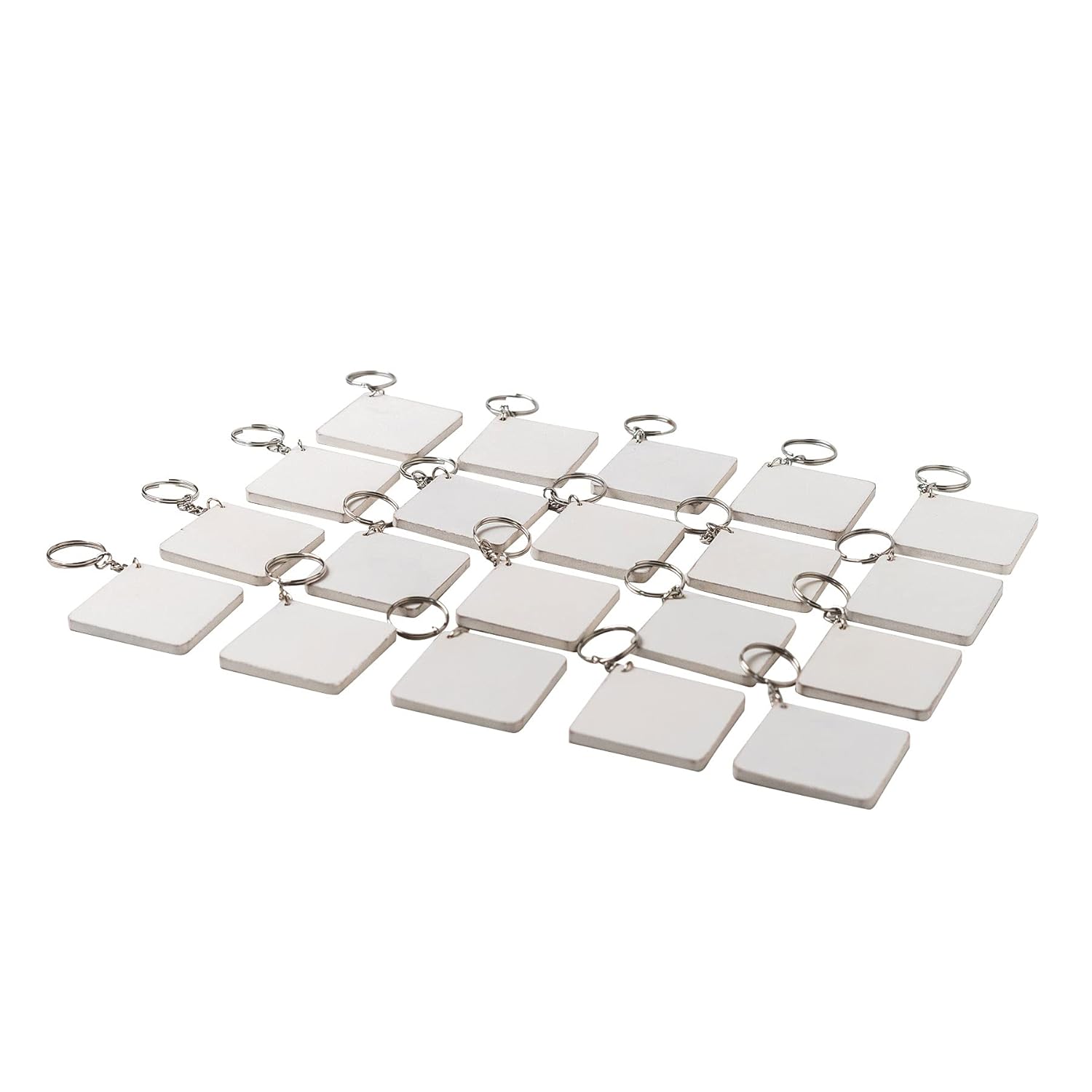 IVEI DIY MDF Key Chains with Primer - Wooden Sheet Craft - Set of 20, 2 in X 2 in for Decoupage, Resin Art Work & Decoration