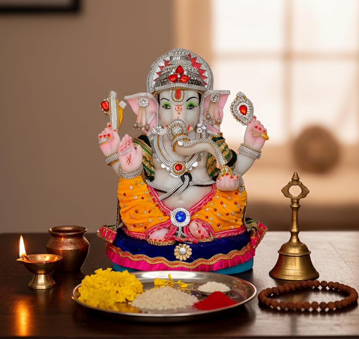 eSplanade Resin Ganesh Ganesha Ganpati Murti Idol Statue Sculpture | Pooja idols | Home Decor - 13.25" Inches - Big Size