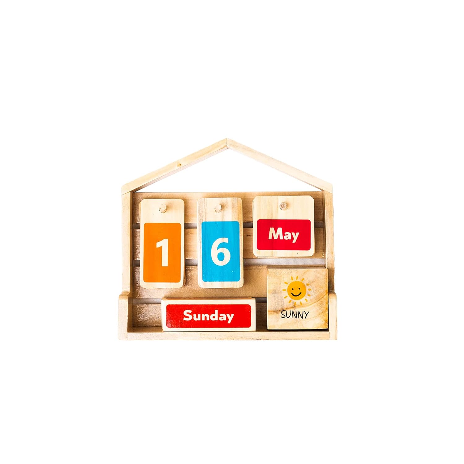 IVEI Wooden Hut Calendar - Kids Perpetual Calendar - Educational Learning Toy