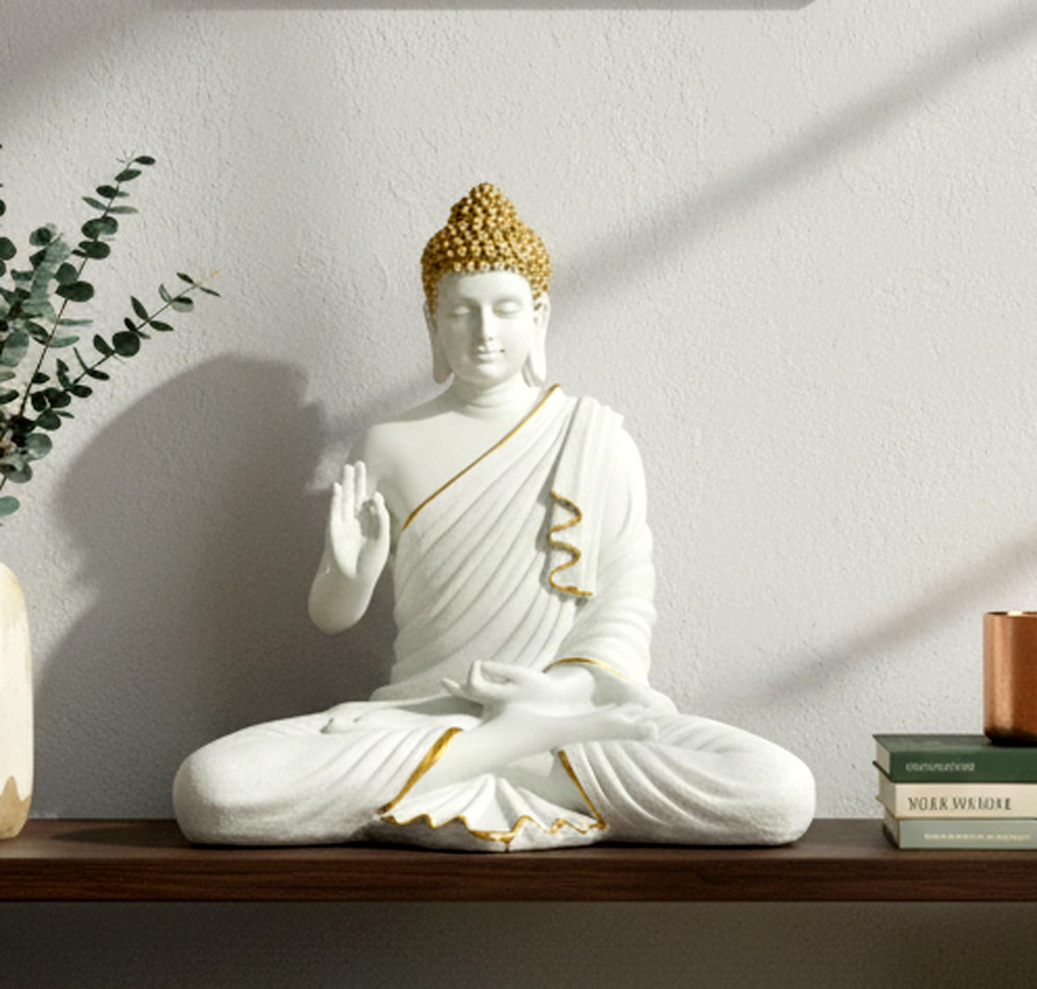 eSplanade Resin Meditating Buddha Showpiece | Home Decor | Idol Statue Figurine Murti | Tibetan Buddhist Statue - 14" Inches Height - Big Size