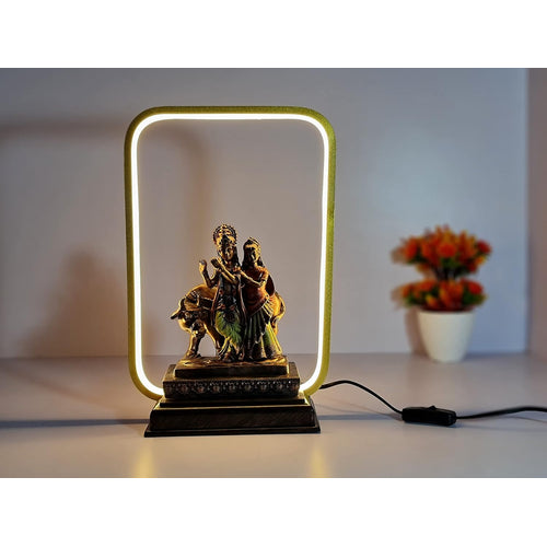 ESPLANADE Resin Radha Krishna with led Frame Murti Idol Statue Sculpture | Pooja Idols | Home Decor - 14.75