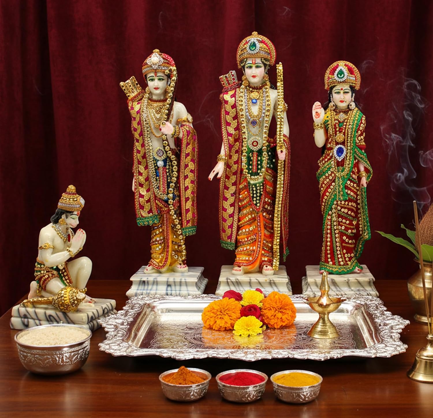 Ram Darbar Idol 18" – Ram, Sita, Lakshman & Hanuman | Resin Decorative Murti