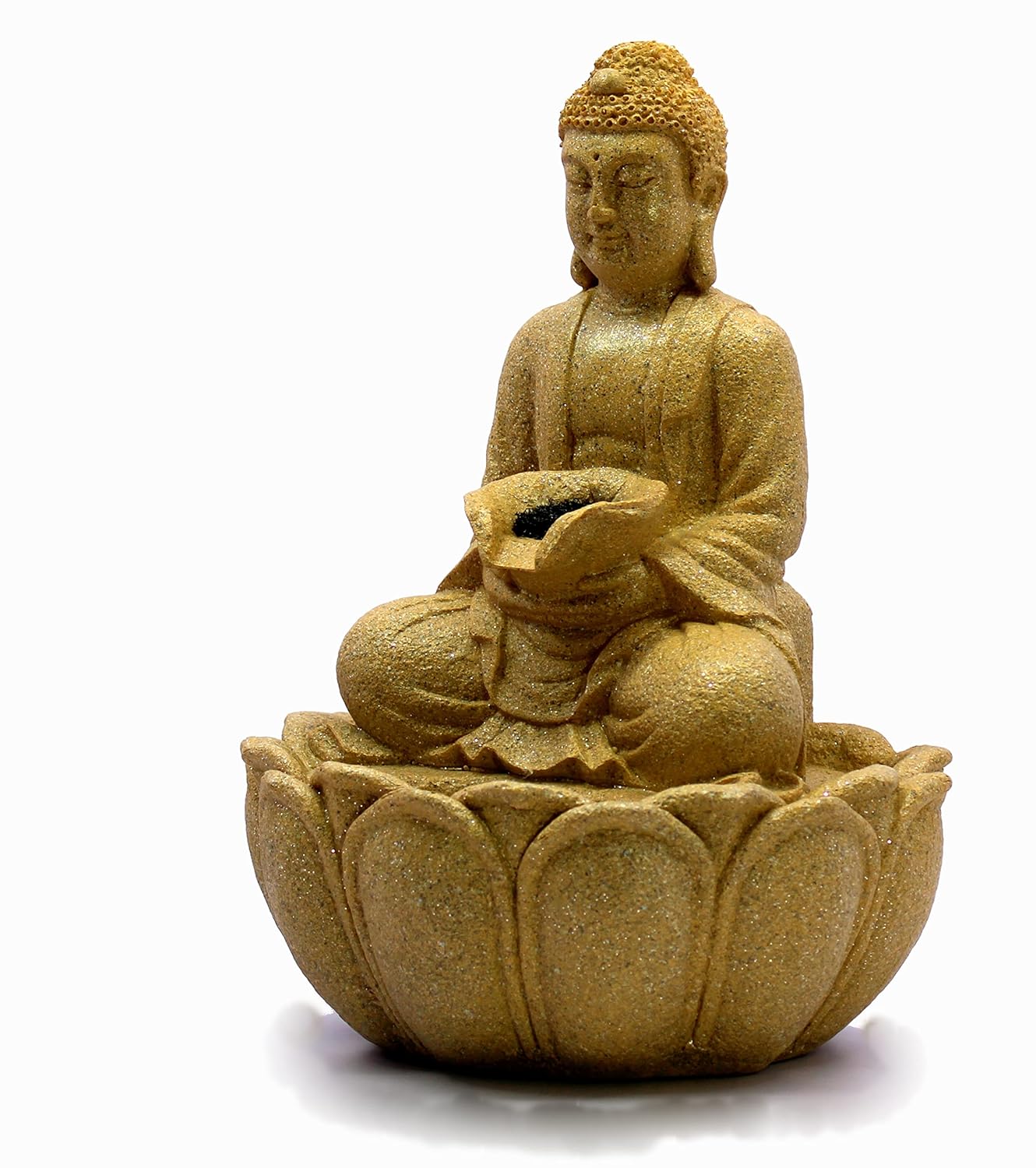 eSplanade Buddha Table Top Indoor Outdoor Water Fall Fountain | Home Decor - Polystone - 12" Inches - Beige