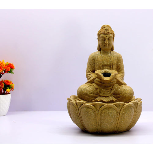 eSplanade Buddha Table Top Indoor Outdoor Water Fall Fountain | Home Decor - Polystone - 12